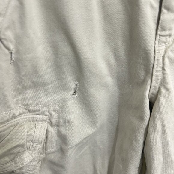 American Eagle Cargo Shorts Mens 30 Ivory Extreme Flex Longer Length Distressed - Picture 6 of 11